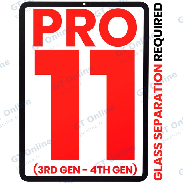Vitre d’écran pour Apple iPad Pro 11" 3rd Gen (2021) / iPad Pro 11" 4th Gen (2022) (Glass Separation Required)