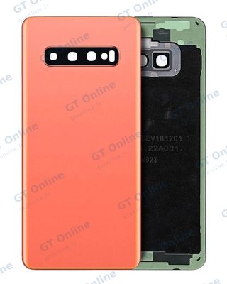 Vitre arrière pour Samsung Galaxy S10 (pack service origine, rose Flamingo)