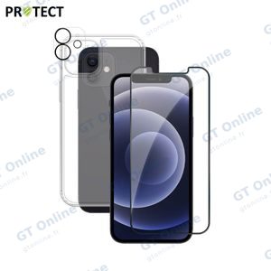 Pack de Protection Coque + Protection Lentille + Verre Trempé PROTECT pour Apple iPhone 12 Mini Transparent