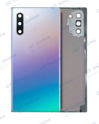 Vitre arrière pour Samsung Galaxy Note 10 (pack service origine, Aura Glow / argent)