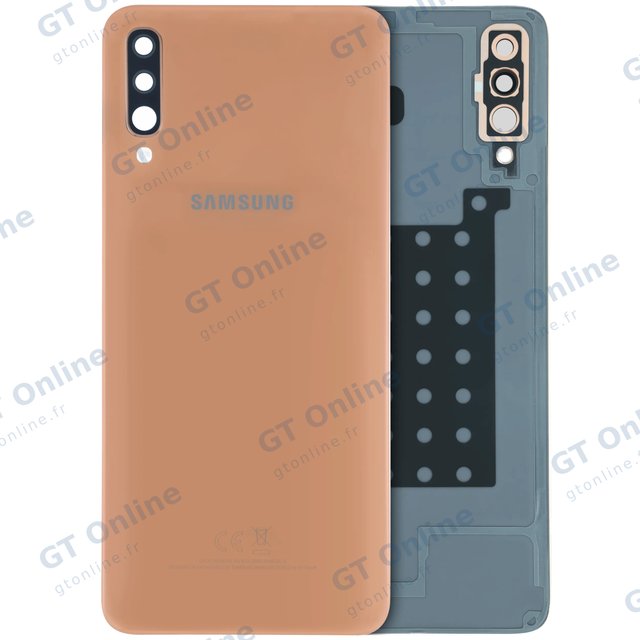 Vitre arrière pour Samsung Galaxy A70 (A705) (pack service origine, Orange)