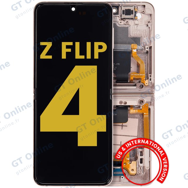 Écran OLED intérieur avec châssis pour Samsung Galaxy Z Flip 4 5G (version US & internationale, reconditionné, Pink Gold)