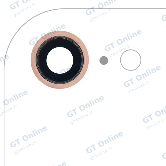 Lentille de caméra arrière avec support et anneau pour Apple iPhone 8 (or, lot de 10)