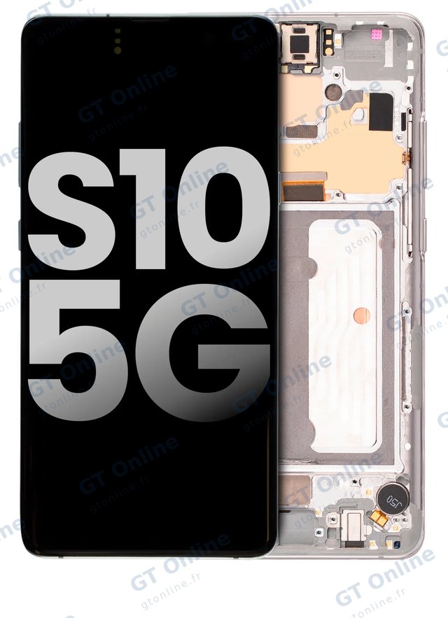 Écran OLED avec châssis pour Samsung Galaxy S10 5G (origine d'occasion, Crown Silver)