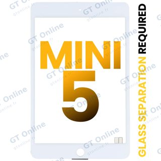 Vitre tactile pour Apple iPad Mini 5 (OCA préinstallé, séparation de la vitre requise, premium, blanc)