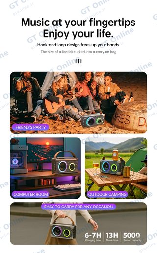 Enceinte sans fil Bluetooth JELLICO DS5 double haut-parleur avec effets lumineux — noir