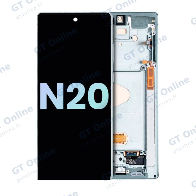 Écran OLED avec châssis pour Samsung Galaxy Note 20 5G (pack service origine, Mystic Green)