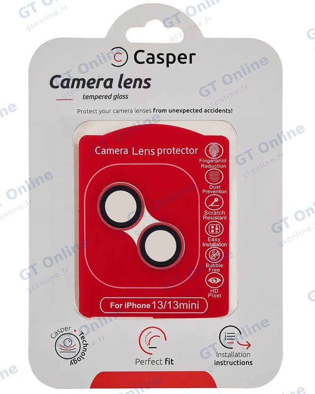 Protection de lentilles de caméra pour Apple iPhone 13 / 13 Mini (rouge, transparent)