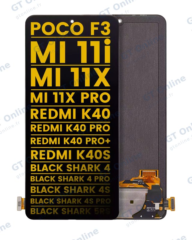 Écran pour Xiaomi Poco F3 / Poco F4 / MI 11i / MI 11X / MI 11X Pro / Redmi K40 / K40 Pro / K40 Pro+ / K40S / Black Shark 4 / Black Shark 4 Pro / Black Shark 4S / Black Shark 4S Pro / Black Shark 5RS (reconditionné, toutes couleurs)