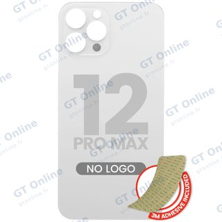 Vitre arrière pour Apple iPhone 12 Pro Max (No Logo / Large Camera Hole, argent)