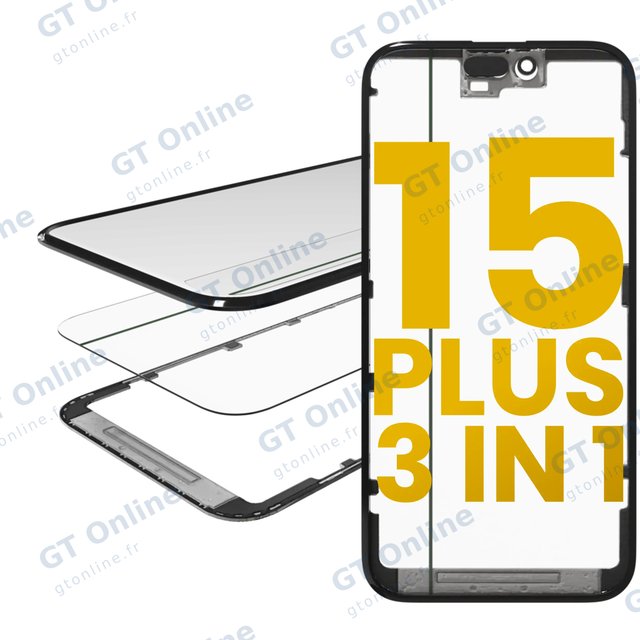 Vitre d’écran avec OCA pour Apple iPhone 15 Plus (OCA Master)
