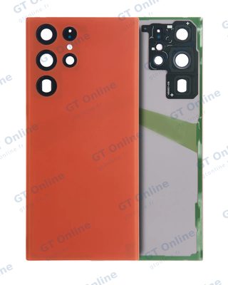Vitre arrière pour Samsung Galaxy S22 Ultra (pack service origine, rouge)