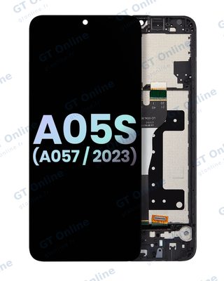 Écran LCD avec châssis pour Samsung Galaxy A05s (A057 / 2023) (pack service origine, noir)