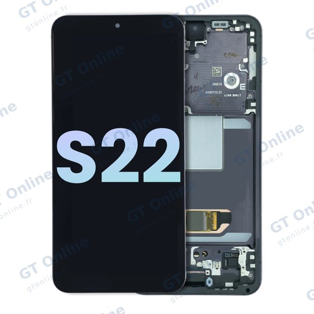Écran OLED avec châssis pour Samsung Galaxy S22 5G (pack service origine, noir fantôme)
