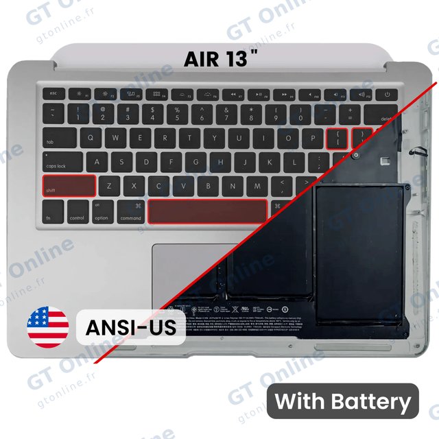 Châssis supérieur avec batterie et clavier ANSI US pour Apple MacBook Air 13" A1466 (2013-2017) (origine d'occasion)