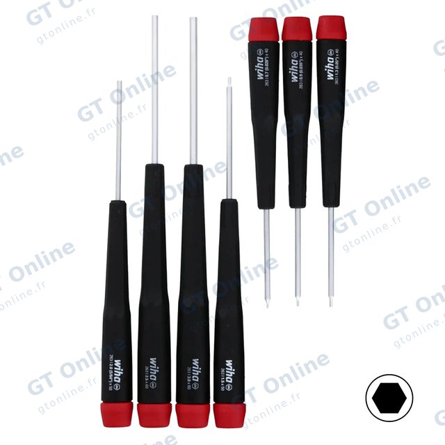Jeu de 7 tournevis de précision six pans métriques Wiha (26390)