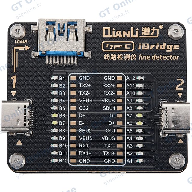 Testeur de circuit de câble USB-C pour iPhone Qianli iBridge (USB-C vers USB-C et USB-C vers USB-A)