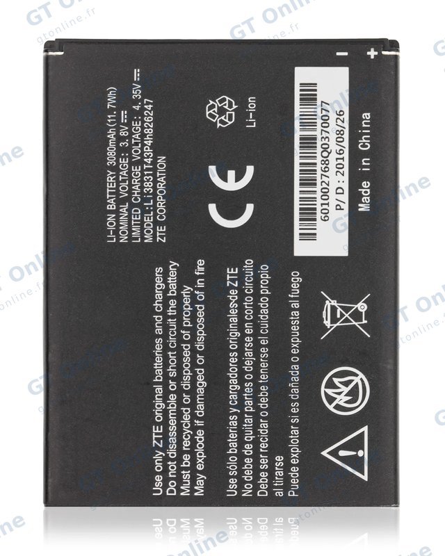 Batterie pour ZTE Grand X3 (Z959) / Warp 7 (N9519) / Zmax Champ (Z917VL) (Li3831T43P4H826247)
