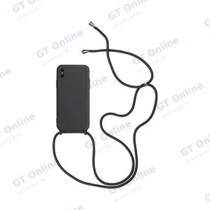 Coque Silicone avec Cordon Apple iPhone XS Max (08) Noir