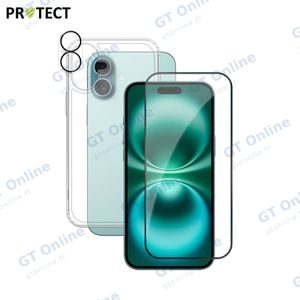 Pack de Protection Coque + Protection Lentille + Verre Trempé PROTECT pour Apple iPhone 16 Plus Transparent