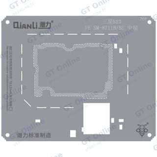 Pochoir de rebillage Qianli Bumblebee QS701 pour couche intermédiaire Samsung S23 FE (SM-8711B/BE)
