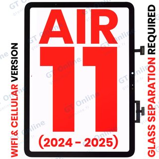 Vitre tactile pour Apple iPad Air 11" (2024 / 2025 / 2026) (séparation de la vitre requise, WiFi / Cellular, compatible premium, noir)