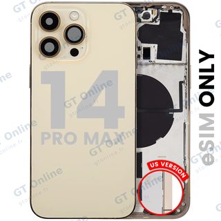 Châssis pour Apple iPhone 14 Pro Max (version US, origine d'occasion — grade A, or) — Coque arrière avec petites pièces
