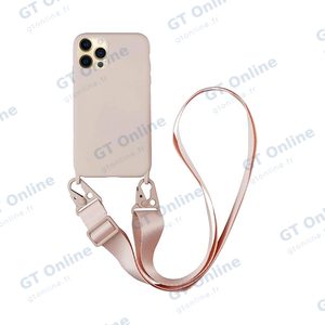 Coque Silicone avec Bandoulière Apple iPhone 12 Pro (#4) Rose Gold