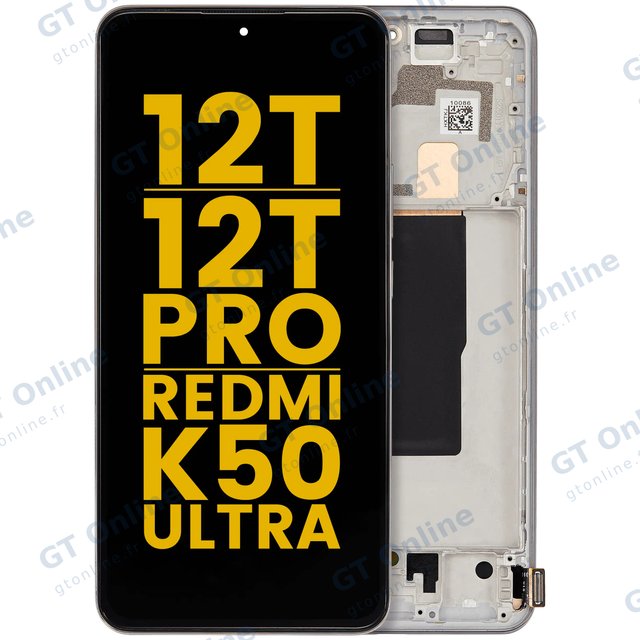 Écran OLED avec châssis pour Xiaomi 12T / 12T Pro / Redmi K50 Ultra (reconditionné, argent)
