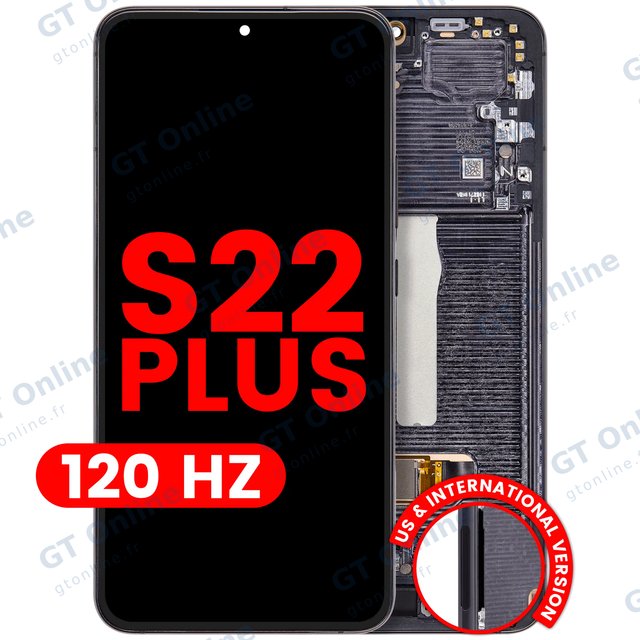 Écran OLED avec châssis pour Samsung Galaxy S22 Plus 5G (version US & internationale, compatible premium, 120 Hz, noir fantôme)