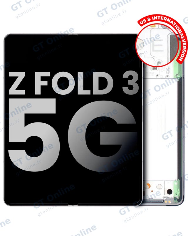 Écran OLED intérieur avec châssis pour Samsung Galaxy Z Fold 3 5G (origine d’occasion, argent fantôme)