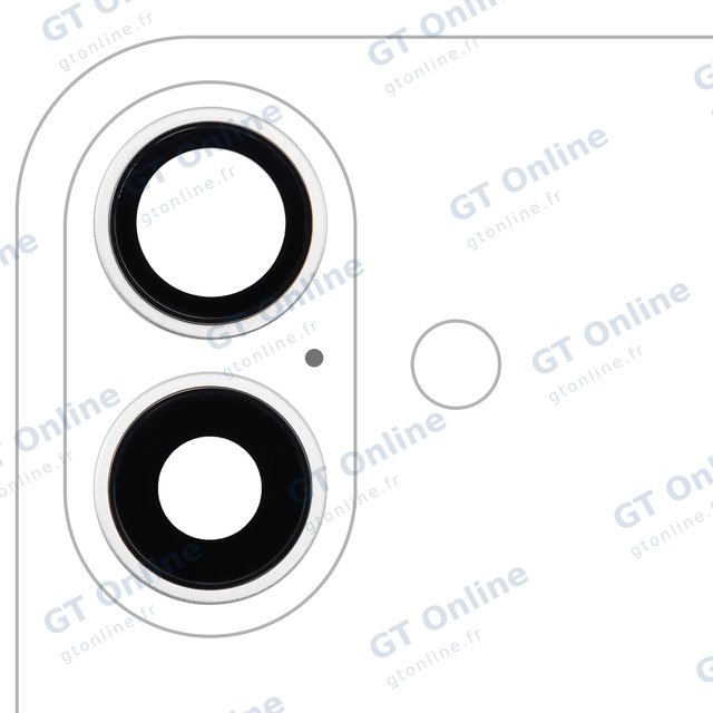 Lentille de caméra arrière avec support et anneau pour Apple iPhone 16 / 16 Plus (lot de 2, premium, blanc)