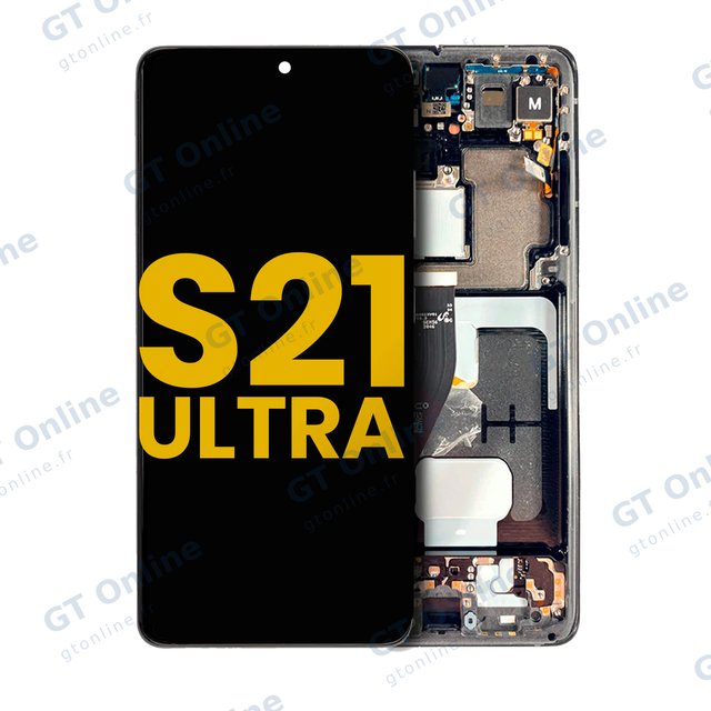 Écran OLED avec châssis pour Samsung Galaxy S21 Ultra 5G (reconditionné, noir fantôme)