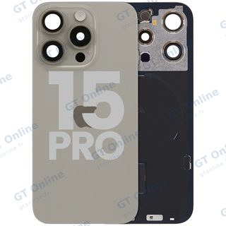 Vitre arrière pour Apple iPhone 15 Pro (origine d'occasion — grade B, titane naturel)