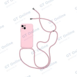 Coque Silicone avec Cordon Apple iPhone 13 (02) Rose