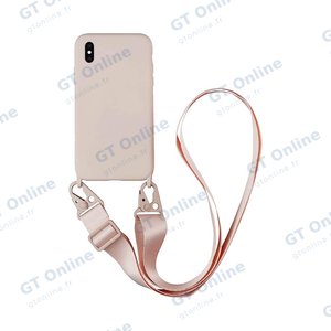 Coque Silicone avec Bandoulière Apple iPhone XS Max (#4) Or Rose