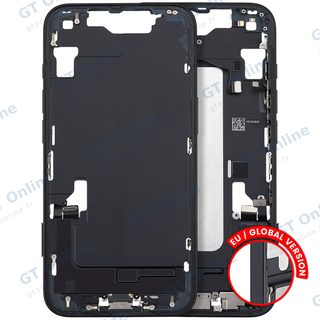 Châssis pour Apple iPhone 16e / 17e (version EU, origine d'occasion — grade A, noir) — Châssis central avec connecteur de charge Flex et petites pièces