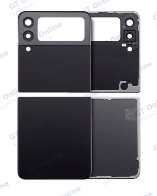 Vitres arrière haute et basse avec protection des objectifs pour Samsung Galaxy Z Flip 3 5G (compatible, noir fantôme)