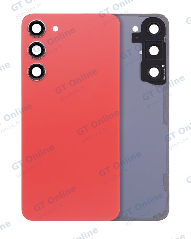 Vitre arrière pour Samsung Galaxy S23 Plus 5G (sans logo, compatible, Orange)