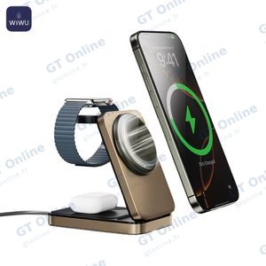 Station de Charge sans Fil Wiwu Wi-W038 3 en 1 OR — vue 2