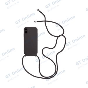 Coque Silicone avec Cordon Apple iPhone 16 (#8) Noir