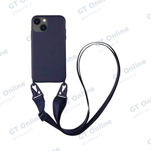 Coque Silicone avec Bandoulière Apple iPhone 14 (#5) Bleu Marine