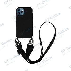 Coque Silicone avec Bandoulière Apple iPhone 12 Pro Max (#1) Noir