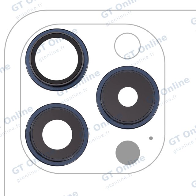 Lentille de caméra arrière avec support et anneau pour Apple iPhone 15 Pro (lot de 3, premium, Blue Titanium)