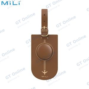 Traceur GPS MILI MiTag Duo avec Étiquette de Bagage en Cuir PU Apple Find My & Google Find Hub Marron