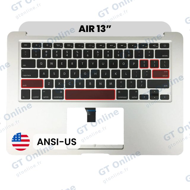 Châssis supérieur avec clavier ANSI US et microphone pour Apple MacBook Air 13" A1466 (2013-2017) (origine d'occasion)