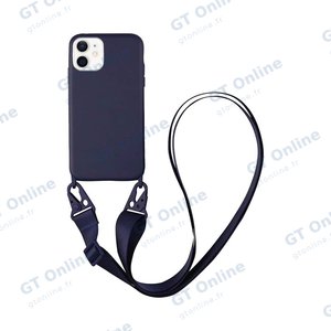 Coque Silicone avec Bandoulière Apple iPhone 12 Mini (#5) Bleu Marine