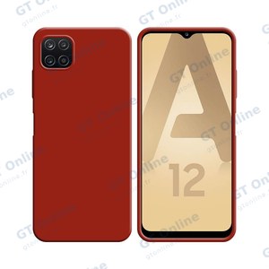 Coque Silicone Compatible pour Samsung Galaxy A12 A125/Galaxy M12 M127 (#1) Rouge