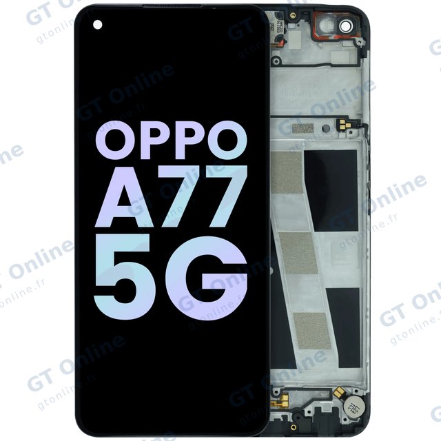 Écran LCD avec châssis pour Oppo A77 5G (2022) (pack service origine, noir minuit)
