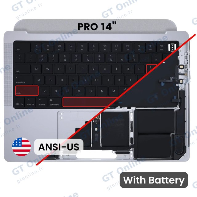 Châssis supérieur avec batterie et clavier ANSI US pour Apple MacBook Pro 14" A3434 (2025) (origine, argent)